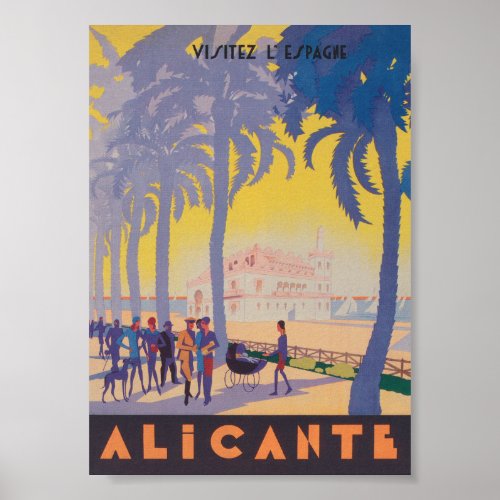 Alicante Spain Vintage Travel Poster