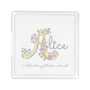Alice A name and meaning art tray