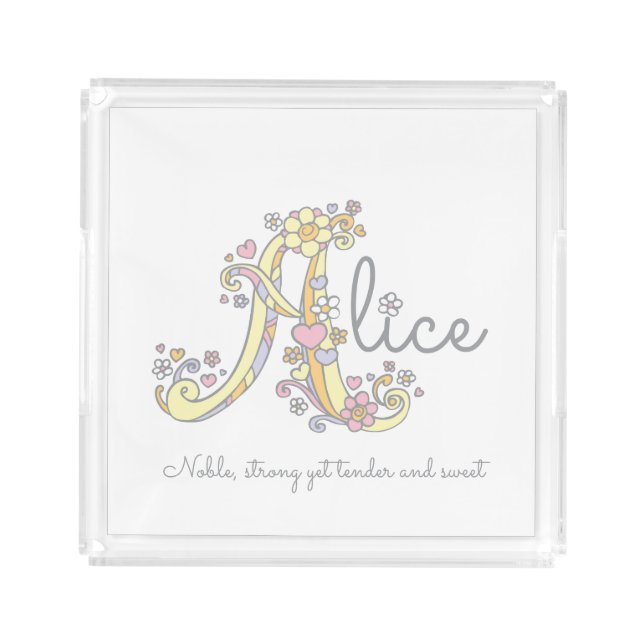 Alice A name and meaning art tray (Front)