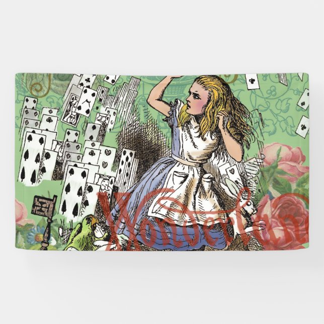 alice adventure cards wonderland hatter rabbit  banner (Horizontal)