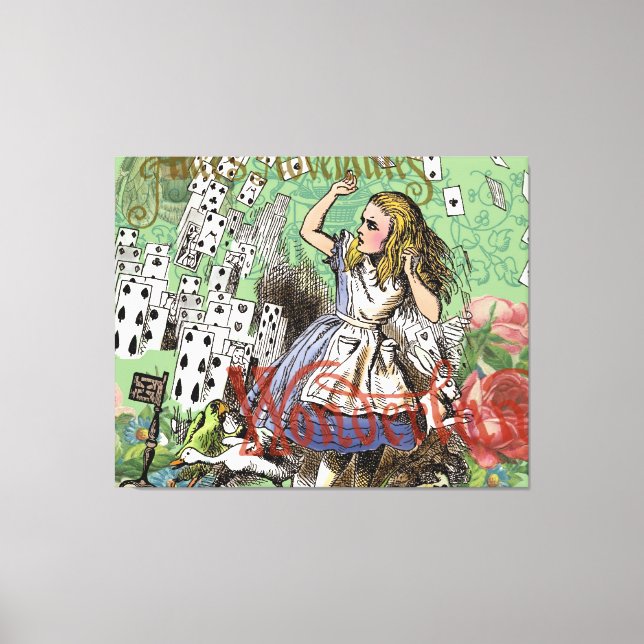 alice adventure cards wonderland hatter rabbit  canvas print (Front)
