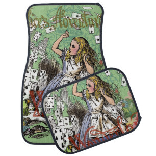 alice adventure cards wonderland hatter rabbit car mat