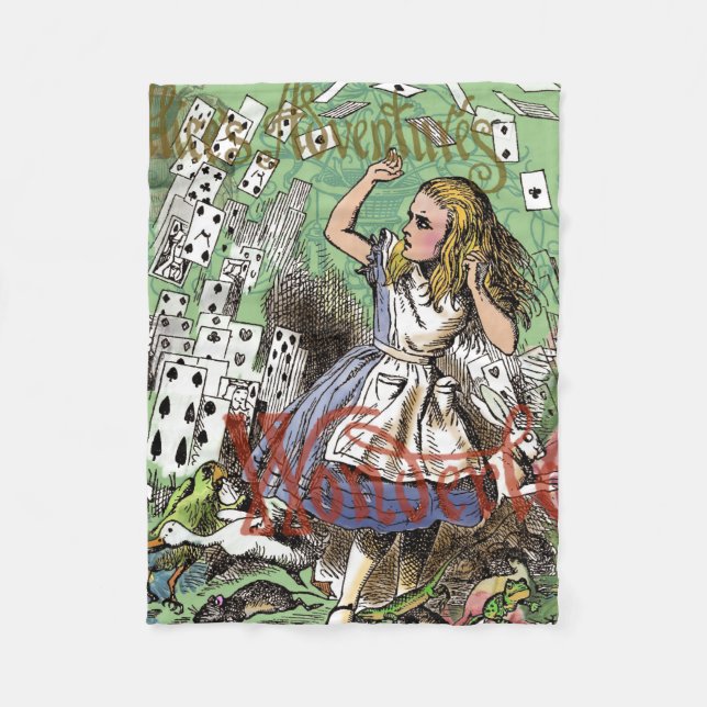 alice adventure cards wonderland hatter rabbit  fleece blanket (Front)