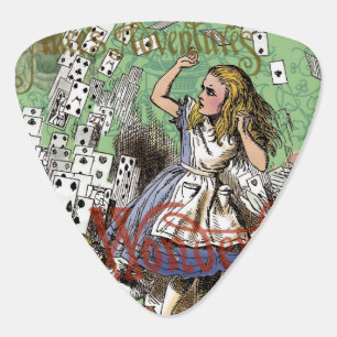 alice adventure cards wonderland hatter rabbit  guitar pick
