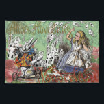alice adventure cards wonderland hatter rabbit  kitchen towel<br><div class="desc">Alice's Adventure in Wonderland - A great collage of Adventures - Alice classic illustration from the original books - in Wonderland -- where Alice experiences the might of the Flying Cards.</div>