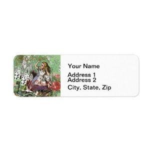 alice adventure cards wonderland hatter rabbit  label