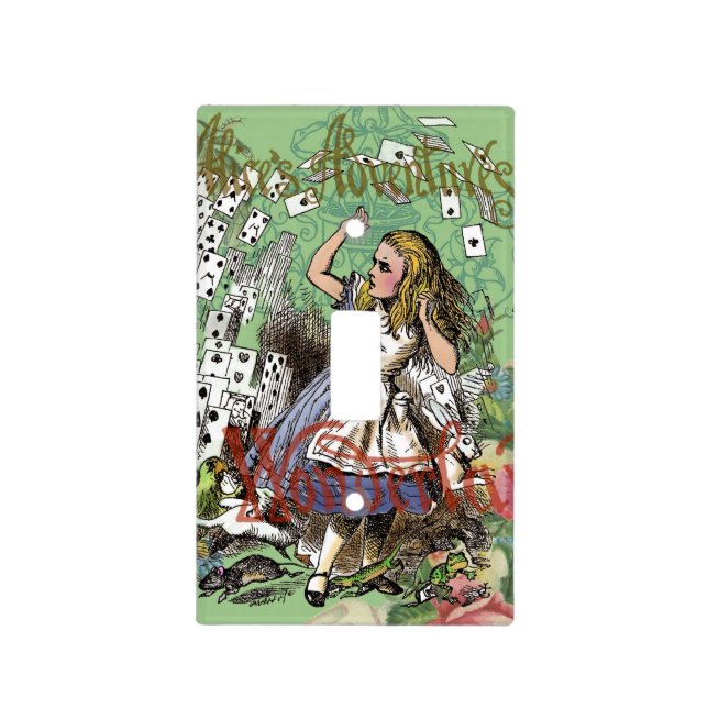 alice adventure cards wonderland hatter rabbit  light switch cover (Front)