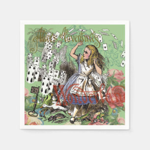 alice adventure cards wonderland hatter rabbit  paper napkins