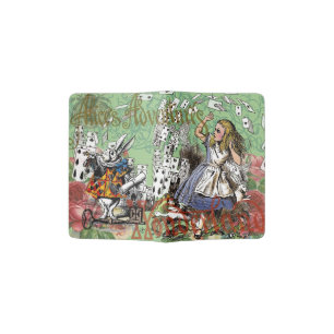 alice adventure cards wonderland hatter rabbit  passport holder