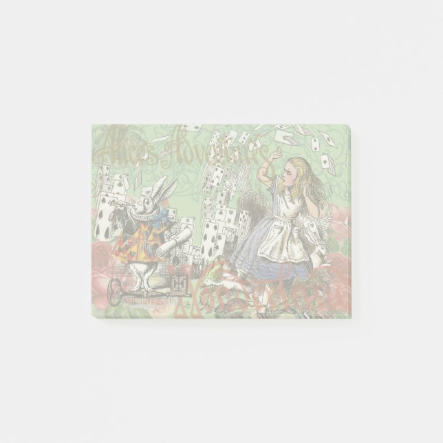 alice adventure cards wonderland hatter rabbit  post-it notes (Front)