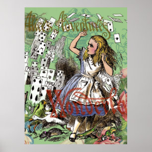alice adventure cards wonderland hatter rabbit poster