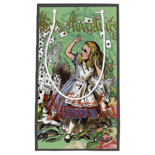 alice adventure cards wonderland hatter rabbit  small gift bag