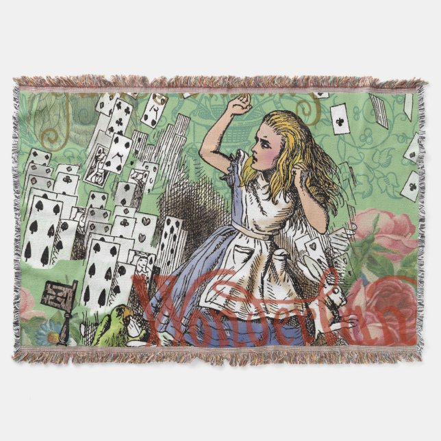 alice adventure cards wonderland hatter rabbit  throw blanket (Front)
