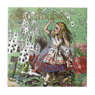 alice adventure cards wonderland hatter rabbit  tile