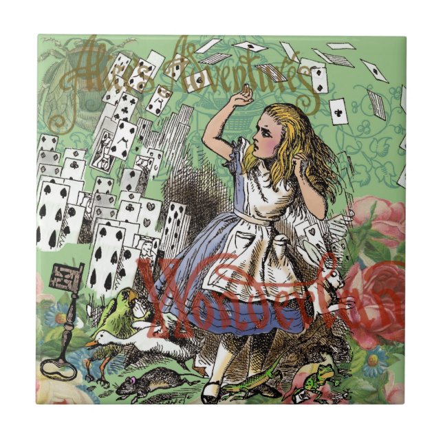 alice adventure cards wonderland hatter rabbit  tile (Front)