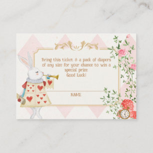 Alice Adventure in Woderland Baby Shower Diaper Enclosure Card