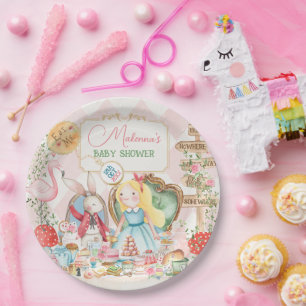 Alice Adventure in Woderland Baby Shower Tea Party Paper Plates