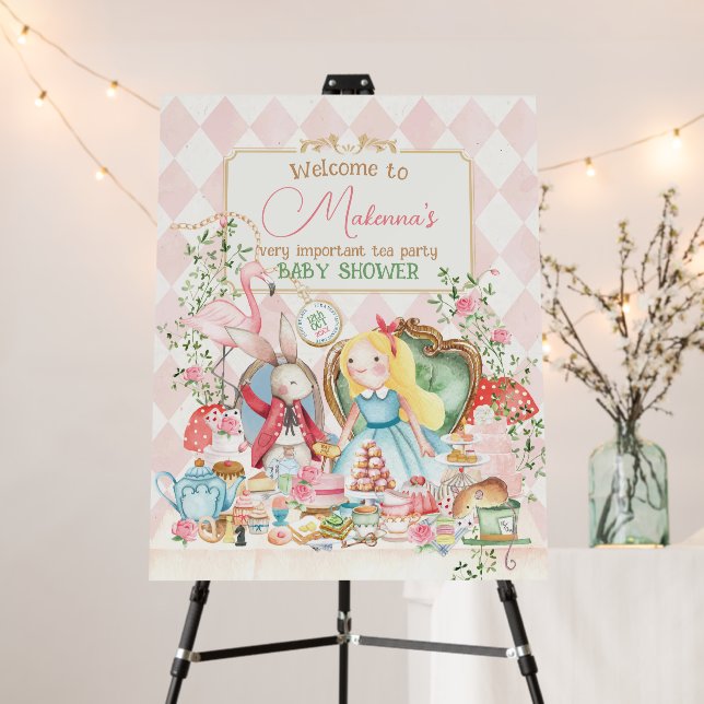 Alice Adventure in Woderland Baby Shower Welcome Foam Board (In Situ (Stand))