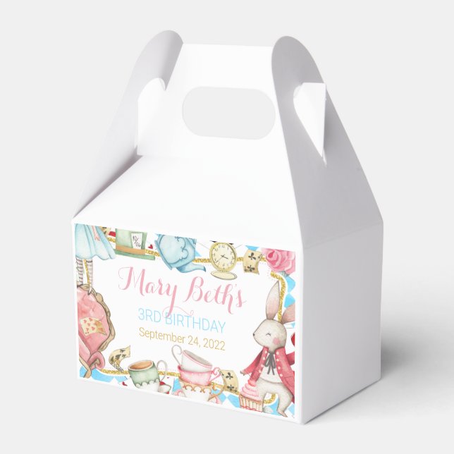 Alice Adventure Wonderland Favor Box Gable Box  (Front Side)