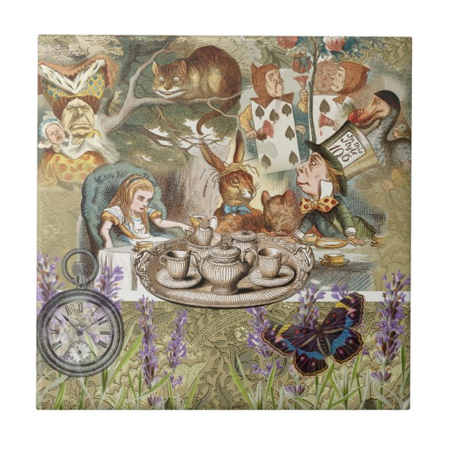 Alice Adventures Classic Wonderland Tea Party Ceramic Tile (Front)