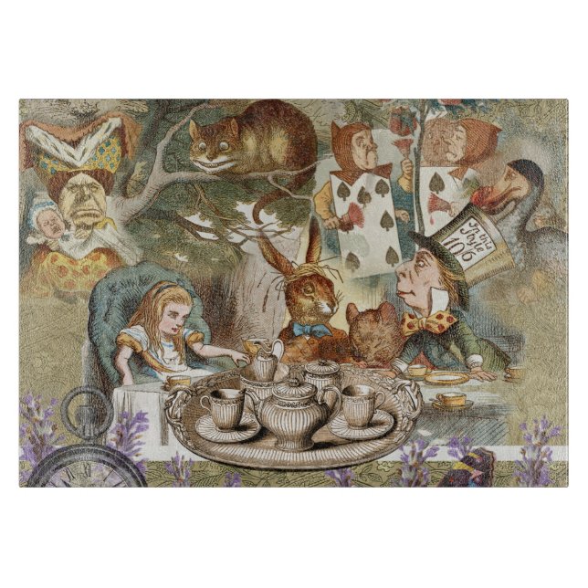 Alice Adventures Classic Wonderland Tea Party Cutting Board (Front)