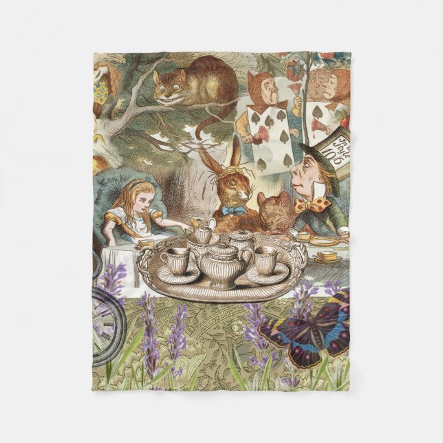 Alice Adventures Classic Wonderland Tea Party Fleece Blanket (Front)