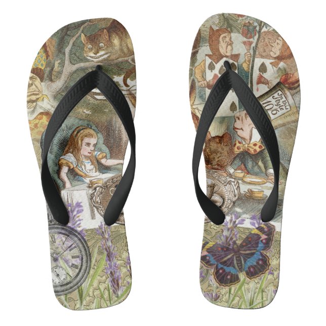 Alice Adventures Classic Wonderland Tea Party Flip Flops (Footbed)