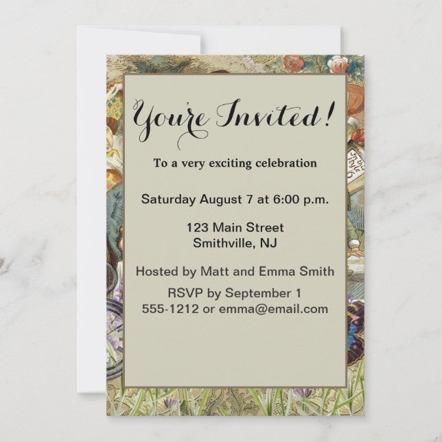 Alice Adventures Classic Wonderland Tea Party Invitation (Front)