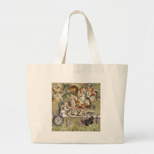 Alice Adventures Classic Wonderland Tea Party Large Tote Bag