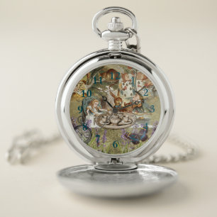 Alice Adventures Classic Wonderland Tea Party Pocket Watch