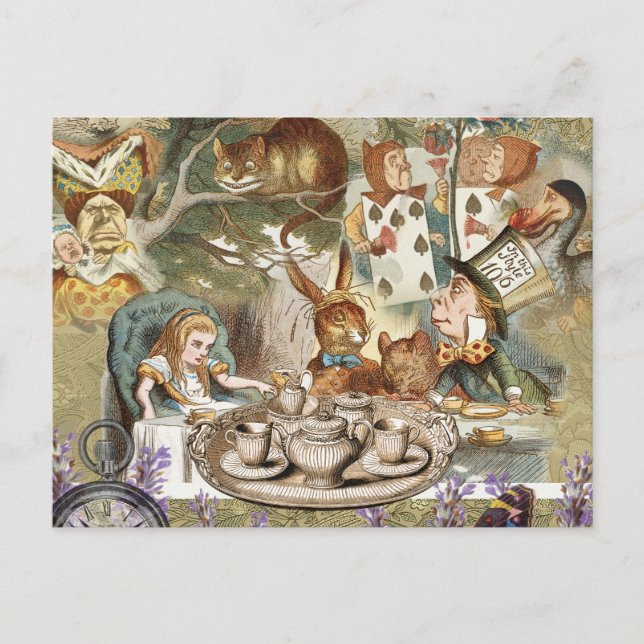 Alice Adventures Classic Wonderland Tea Party Postcard (Front)