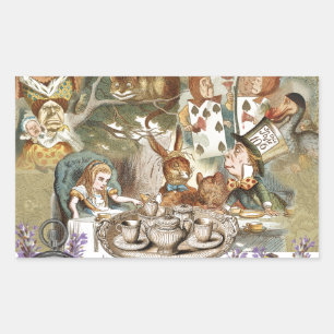 Alice Adventures Classic Wonderland Tea Party Rectangular Sticker