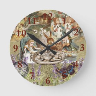 Alice Adventures Classic Wonderland Tea Party Round Clock
