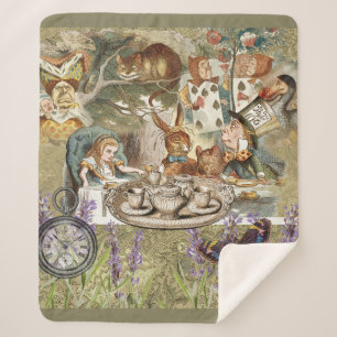 Alice Adventures Classic Wonderland Tea Party Sherpa Blanket