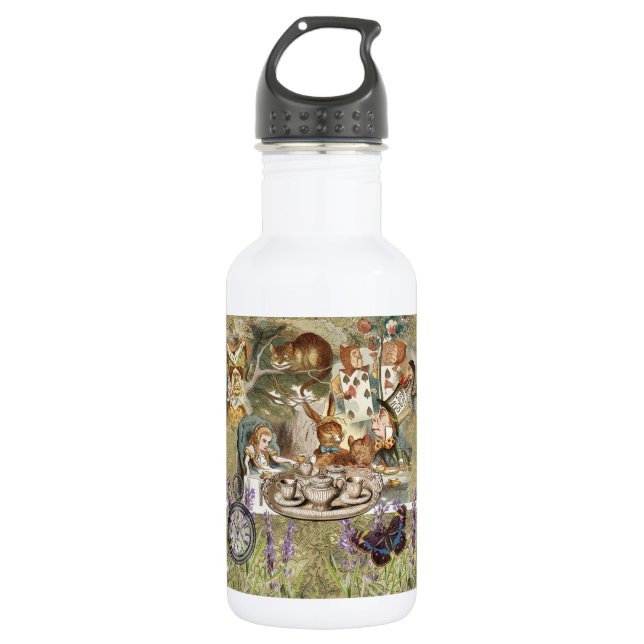 Alice Adventures Classic Wonderland Tea Party Stainless Steel Water Bottle (Front)