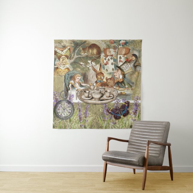 Alice Adventures Classic Wonderland Tea Party Tapestry (In Situ)