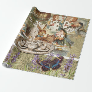 Alice Adventures Classic Wonderland Tea Party Wrapping Paper