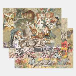 Alice Adventures Classic Wonderland Tea Party Wrapping Paper Sheets