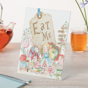 Alice Adventures in Woderland Birthday Tea Eat Me Pedestal Sign