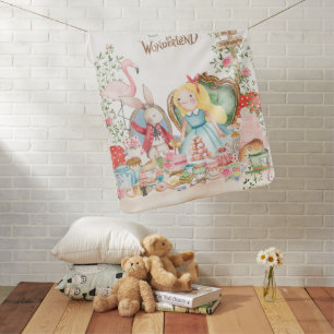 Alice Adventures in Woderland Birthday Tea Party Baby Blanket