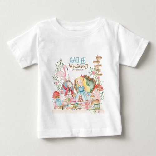 Alice Adventures in Woderland Birthday Tea Party Baby T_Shirt