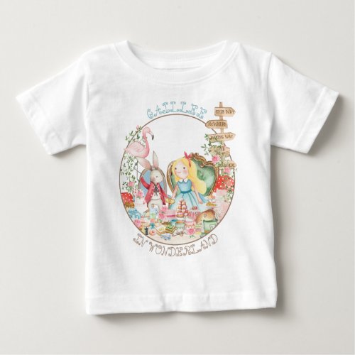 Alice Adventures in Woderland Birthday Tea Party Baby T_Shirt