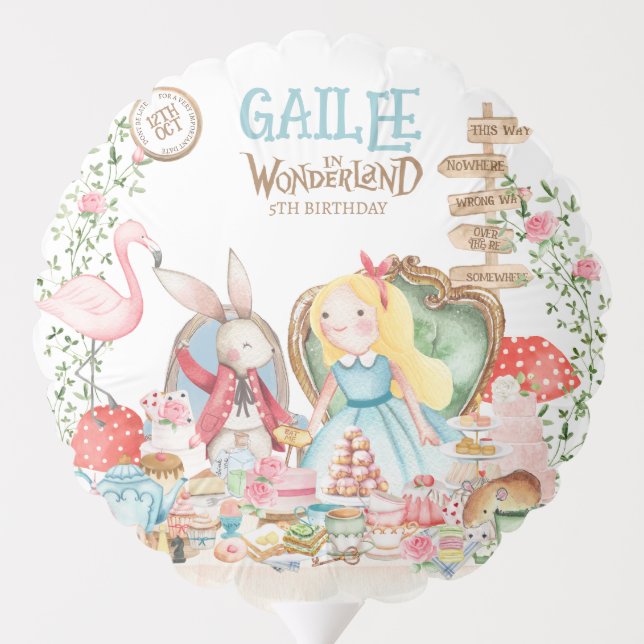 Alice Adventures in Woderland Birthday Tea Party Balloon (Back)