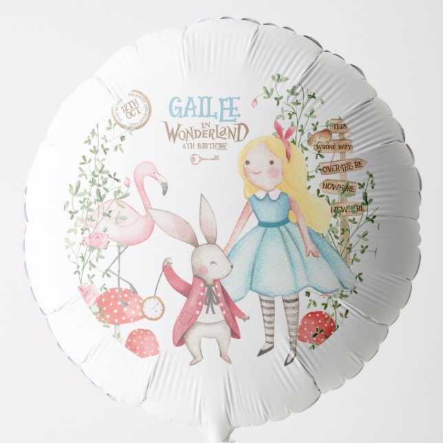 Alice Adventures in Woderland Birthday Tea Party Balloon (Front)