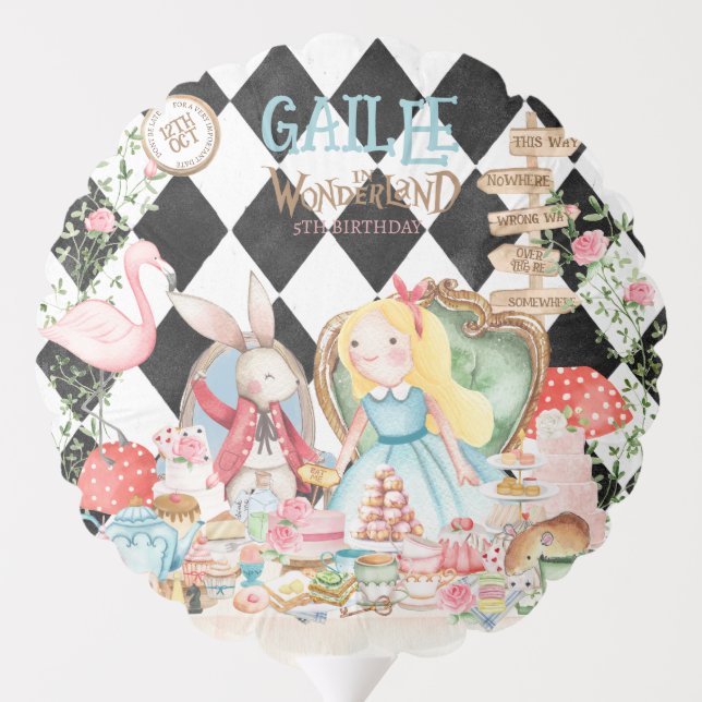 Alice Adventures in Woderland Birthday Tea Party Balloon (Back)