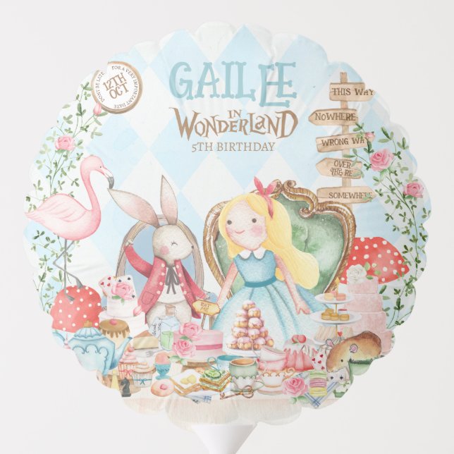 Alice Adventures in Woderland Birthday Tea Party Balloon (Back)