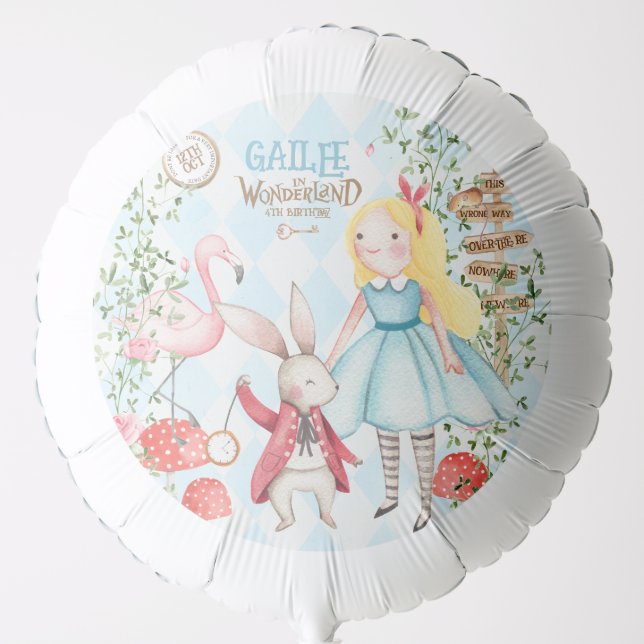 Alice Adventures in Woderland Birthday Tea Party Balloon (Front)