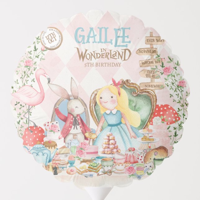 Alice Adventures in Woderland Birthday Tea Party Balloon (Back)