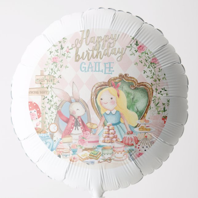 Alice Adventures in Woderland Birthday Tea Party Balloon (Front)