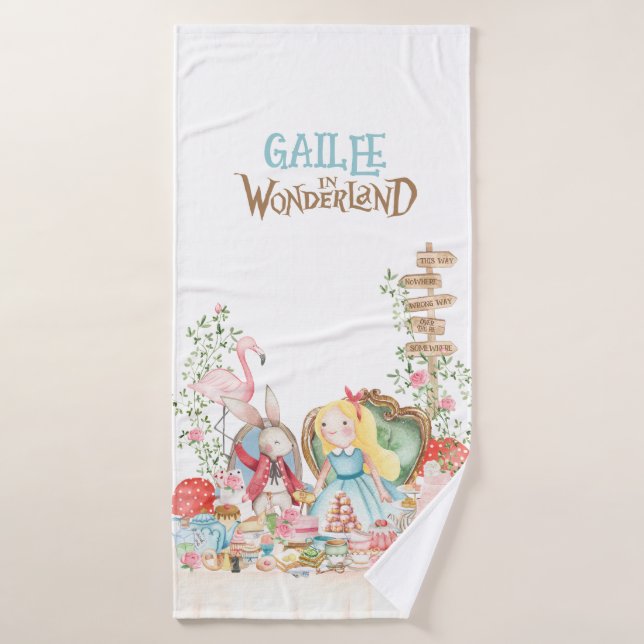 Alice Adventures in Woderland Birthday Tea Party Bath Towel (Bath Towel)